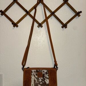 STS Ranchwear Tan and White Leather Crossbody